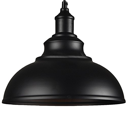 BAYCHEER Hängeleuchter Deckenleuchte Industrielampe Vintage Lampenschirm E27 Durchmesser 30CM höhenverstellbar Schwarz