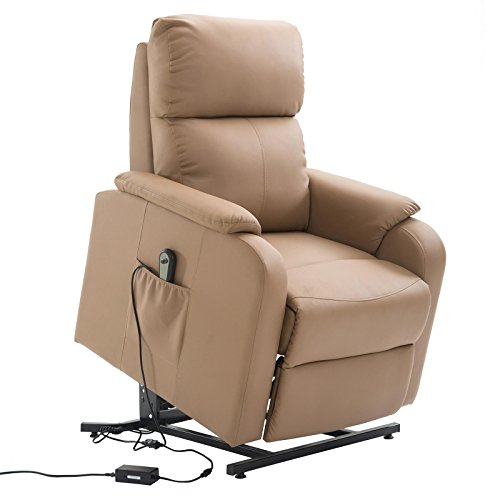 CARO-Möbel Relaxsessel Senior Fernsehsessel Ruhe TV Sessel mit Elektrischer Aufstehfunktion, Verstellbare Rückenlehne und Fußteil Braun cognacfarben
