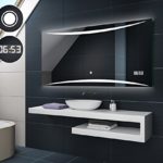 Design Badspiegel mit LED Beleuchtung von Artforma | Wandspiegel Badezimmerspiegel | DIGITAL LED UHR + TOUCH SCHALTER