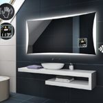 Design Badspiegel mit LED Beleuchtung von Artforma | Wandspiegel Badezimmerspiegel | WETTERSTATION S3 + SENSOR SCHALTER