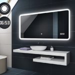 FORAM Design Badspiegel mit LED Beleuchtung von Artforma | Wandspiegel Badezimmerspiegel | DIGITAL LED UHR + TOUCH SCHALTER