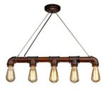 Glighone Wasserrohr Lampe Rohr Vintage Pendelleuchte Hängelampe 5 Lichter E27 Sockel Kupfer-Finish