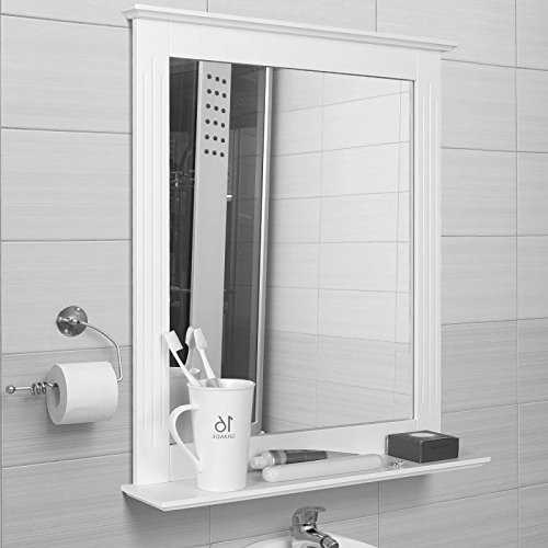 HOMFA 50x60cm Wandspiegel Badspiegel mit Ablage Hängespigel Spiegel für Badezimmer Wohnzimmer Flur Holz 50x12x60cm