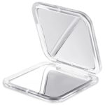 Jerrybox Make Up Taschenspiegel 1X/10X Vergrößerungsspiegel Klappbarer Zweiseitiger Kosmetikspiegel Mini Faltbarer Schminkspiegel, Eckig, Silber