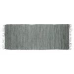 Relaxdays Flickenteppich grau 80 x 200 cm mit Fransen 100 % Baumwolle, einfarbig, Fleckerlteppich, anthrazit