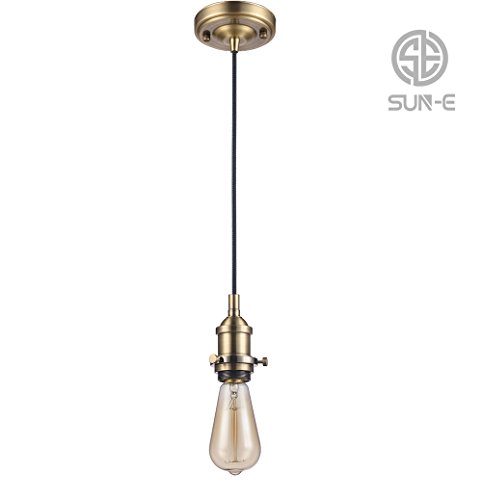 SUN-E Vintage Pendelleuchte - Retro Antike Stil Hängelampe Anhänger - E27 Lampenfassung - 3-adriges Textilkabel(ohne Birne) (Bronze)