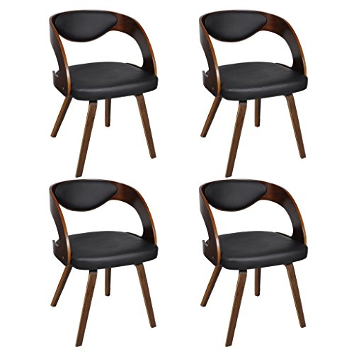 vidaXL 4 x Lederstühle Lederstuhl Stühle Sessel Esszimmerstühle Sperrholz braun