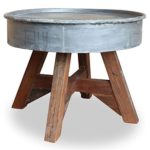vidaXL Couchtisch Massiv-Altholz Silbern Beistelltisch Wohnzimmertisch Tisch