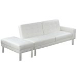 vidaXL Schlafsofa Sofabett Schlafcouch Ausziehcouch Ecksofa Kunstleder Weiß
