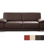 CAVADORE 3053 3-Sitzer Ledersofa Corianne/Couch in hochwertigem Echtleder im modernen Design/Mit Armteilverstellung/Größe: 217 x 80 x 99 (BxHxT) / Bezug: Echtleder dunkelbraun (mocca)
