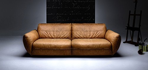 KAWOLA Sofa Davito 4-Sitzer Megasofa Leder Pallino Cognac 280x108x88cm (B/T/H)