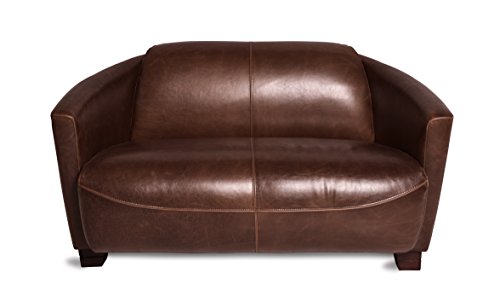 Ledersofa 2-Sitzer Clubsofa 135 cm Ledercouch Lounge Sofa Couch Zweisitzer braun antik vintage