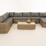 Mendler Sofa-Garnitur CP054, Lounge-Set Gartengarnitur, Poly-Rattan ~ Kissen eisengrau, Natur