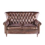 Phoenixarts Vintage Chesterfield Sofa 2 Sitzer Ledersofa Braun Echtleder Antik Couch Design Sessel 469