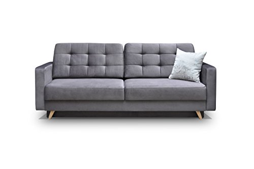 Schlafsofa Kippsofa Sofa mit Schlaffunktion Klappsofa Bettfunktion mit Bettkasten Couchgarnitur Couch Sofagarnitur - CARLA (Grau)