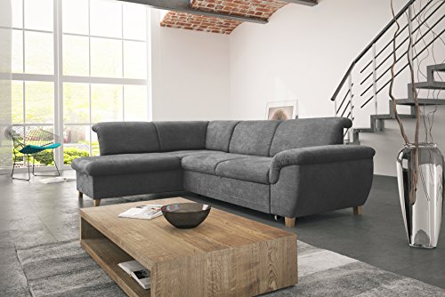 mb-moebel Ecksofa Eckcouch mit Bettkasten Sofa Couch L-Form Polsterecke Andria (Grau, Ecksofa Links)