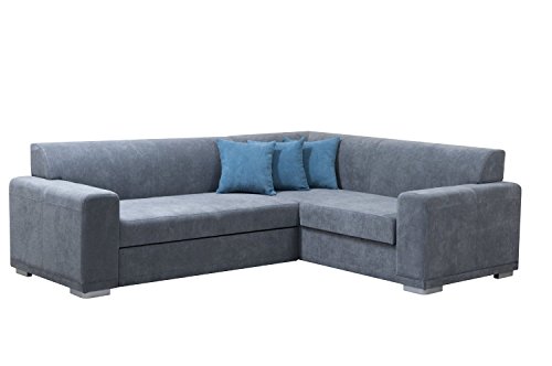 mb-moebel Ecksofa Eckcouch mit Bettkasten Sofa Couch L-Form Polsterecke Nile (Grau, Ecksofa Rechts)