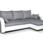 mb-moebel Ecksofa mit Schlaffunktion Eckcouch Sofa Couch mit 2 x Bettkästen L -Form Polsterecke Grau + Weiß Zella (Ecksofa Rechts)