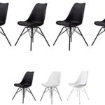 Tenzo 3336-024 4er-Set Porgy Designer Stühle, Metall, Schwarz, 82,5 x 48,5 x 54 cm (HxBxT), Kunststoffsitzschale mit Kunstledersitzkissen, Polypropylen