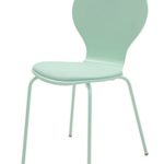 Tenzo 610-022 Flower 4-er Set, Designer Stühle, 87 x 46 x 57 cm, Schichtholz lackiert matt, Sitzkissen in Lederoptik, Untergestell Metall, lackiert, pastellgrün