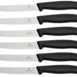 Victorinox Küchenmesser-Set 6 Stück (11cm, Extra scharfer Wellenschliff, Tafelmesser, Ergonomischer Griff, Spülmaschinengeeignet) schwarz
