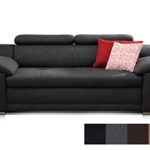 CAVADORE 3-Sitzer Sofa Aniamo / Inkl. verstellbarer Kopfteile / Modernes Design / 200 x 80 x 95 / Schwarz