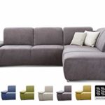 CAVADORE Ecksofa Tabagos / Couch mit Ottomane rechts / Modernes Sofa mit Sitztiefenverstellung / Inkl. Kopf- und Armteilverstellung/ 283 x 85 x 248 / Grau