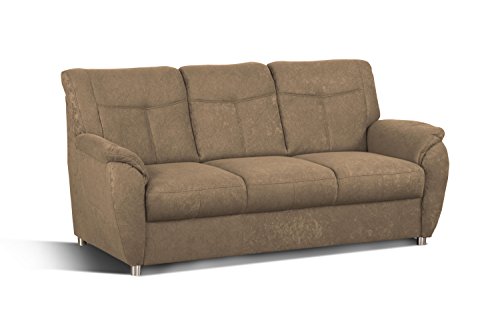 Cavadore 3er Sofa Sunuma / 3-Sitzer Couch braun mit Federkern passend zur Sofagarnitur Sunuma / Modernes Design / Größe: 189 x 91 x 90 cm (BxHxT) / Farbe: Braun