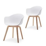 Damiware Romeo Wohnzimmerstuhl Esszimmerstuhl 2er-Set Weiß Polypropylen und Buchenholz Retro Design Stuhl für Büro Lounge Küche Wohnzimmergrey (Weiß)