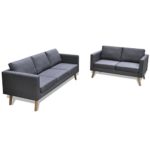 Festnight 2tlg. Sofaset Stoffsofas Wohnzimmersofa Couch Loungesofa 2-Sitzer-Sofa und 3-Sitzer-Sofa Dunkelgrauu