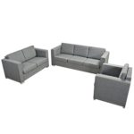 Festnight 3-teilig Sofa Set Couch Loungesofa Wohnzimmersofa Sofagarnitur inkl. Einzel-Sofa, 2-Sitzer-Sofa und 3-Sitzer-Sofa Stoffpolsterung Hellgrau