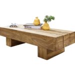 WOHNLING Couchtisch Massiv-Holz Akazie 120 cm breit Wohnzimmer-Tisch Design dunkel-braun Landhaus-Stil Beistelltisch Natur-Produkt Wohnzimmermöbel Unikat modern Massivholzmöbel Echtholz rechteckig