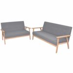 Zora Walter Sofa-Set 2-TLG. Stoff Hellgrau Couch Schlafsofa Polstersofa Bettsofa Mit 1 x 2-Sitzer-Sofa,1 x 3-Sitzer-Sofa
