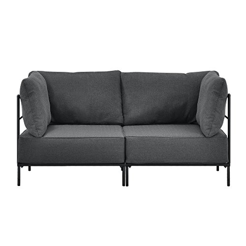 [en.casa] Individuell integrierbares Sofa dunkelgrau - 2-Sitzer - Wohnlandschaft - Bestehend aus 2 Gestellen und Bequemen Polsterkissen - Textil