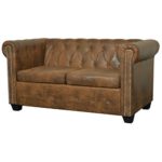 vidaXL Chesterfield Sofa 2-Sitzer Couch Lounge Büro Wohnmöbel Kunstleder Braun