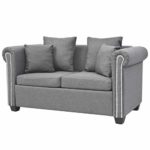 vidaXL Sofa Luxus Design 2-Sitzer Stoff Hellgrau Couch Polstersofa Stoffsofa