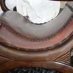 Antyki24 Teakholz Holz Ledersessel Sessel mit Fusshocker Leder Lounge Kolonialstil 36 x 61 x 46 cm