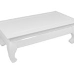 CAVADORE Couchtisch OPIUM 02/Niedriger Tisch mit schwungvollen Füßen in modernem Design/Hochglanz Weiß lackiert/60 x 110 x 38 cm (T x B x H)