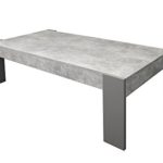 CAVADORE Couchtisch TIMON / moderner, niedriger Beistelltisch in Melamin Light Atelier / Sofa-Tisch in Beton Optik grau / 124 x 60 x 42 cm (L x B x H)