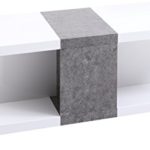 CAVADORE Couchtisch WENKE / Sofatisch auf Rollen mit attraktiver Form auf 2 Ebenen / Hochglanz Weiß; Absatz in Beton Optik grau / 120 x 60 x 42 cm (L x B x H)