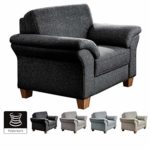 CAVADORE Sessel Byrum mit Federkern / Großer Sessel im Landhausstil / Holzfüße Buche natur / 101 x 87 x 88 / Grau