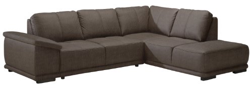 Cavadore 968 Ecksofa Calypse mit Ottomane rechts / Braunes Sofa im modernen Design / 273 x 83 x 214 (BxHxT) / Strukturstoff braun