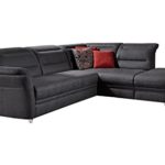 Cavadore Eck-Sofa Bontlei / Federkern-Couch mit Kopfteilverstellung / 261 x 88 x 237 cm (BxHxT) / Mikrofaser dunkelgrau