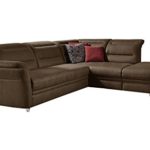 Cavadore Eck-Sofa Bontlei / Polster-Couch mit Ottomane und Federkern / 261 x 88 x 237 cm (BxHxT) / Mikrofaser braun