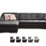 Cavadore Ecksofa Lucas / Kunstleder-Couch mit Steppung und Schlaffunktion / Longchair links / 287 x 81 x 165 (BxHxT) / Kunstleder schwarz