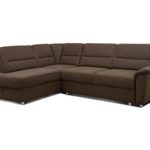 Cavadore Ecksofa Makau / Federkern-Couch mit Ottomane / 252 x 88 x 181 cm (BxHxT) / Mikrofaser in Lederoptik braun