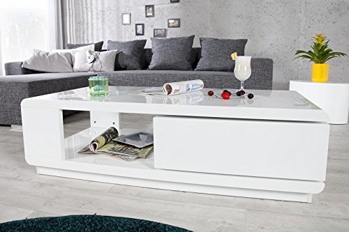 DuNord Design couchtisch weiß hochglanz modern Sofatisch TREND 120cm weiss Tisch Lounge Möbel