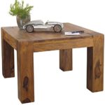 Wohnling Couchtisch Massiv-Holz Sheesham 60 cm breit Wohnzimmer-Tisch Design Landhaus-Stil Beistelltisch Natur-Produkt Wohnzimmermöbel Unikat modern Massivholzmöbel Echtholz quadratisch dunkel-braun