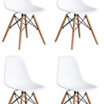 OYE HOYE Set von 2/4 Moderne Elegante und Moderne Designer Esstisch/Lounge Kunststoff Stuhl, strapazierfähig, Bequem, Holz, weiß, 4-Pack