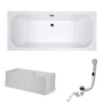 HOESCH Badewanne ELEGANCE | Design Badewanne | mit Mittelablauf | Acryl | 170x75cm | Komplettpaket mit Styroporträger und Ablaufgarnitur